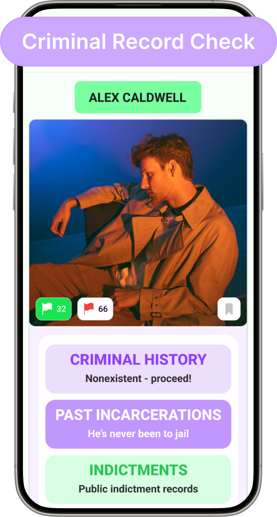 Criminal history check and public records lookup for dating safety